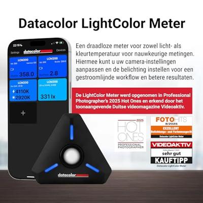 Datacolor LightColor Meter - Bluetooth-compatibele licht- en kleurtemperatuurmeter voor foto, video en bioscoop - Continue realtime datastreaming - Draagbaar, compact, valbestendig