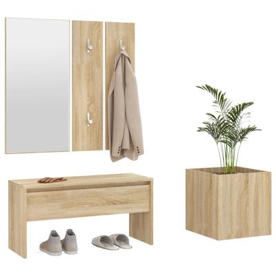 Garderobe set bewerkt hout sonoma eiken