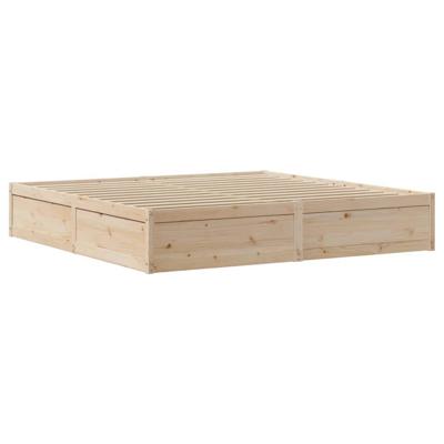 Bedframe met hoofdbord massief grenenhout 200x200 cm - thumbnail