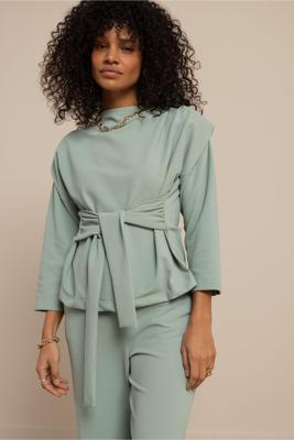 Studio Anneloes Hailey Twill Top 13552 T-shirt Korte Mouw 7700 Light Sage Green