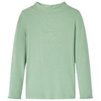 Kindershirt met lange mouwen lage col 140 donkermintkleurig - thumbnail