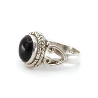 Edelsteen Ring Zwarte Onyx 925 Zilver "Dakishi" (Maat 17) - thumbnail