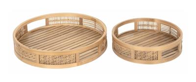 MUST Living Dienblad 'Algarve' Bamboe, Set van 2 stuks, kleur Naturel