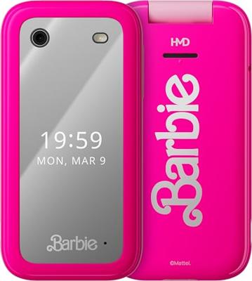 HMD Barbie Phone - De iconische telefoon in opklapformaat, dubbel display voor binnen en buiten, make-upspiegel, besturingssysteem met verrassingen, VGA-camera en flitser
