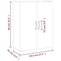 Wandkast 69,5x34x90 cm bewerkt hout wit - thumbnail