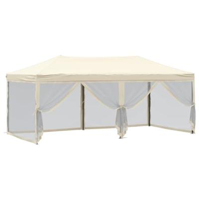 Partytent inklapbaar met zijwanden 3x6 m crèmekleurig - thumbnail