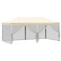 Partytent inklapbaar met zijwanden 3x6 m crmekleurig - thumbnail