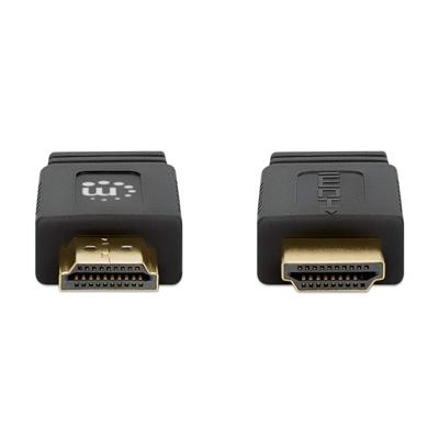 Manhattan 355650 HDMI-kabel HDMI Aansluitkabel HDMI-A-stekker, HDMI-A-stekker 15.00 m Zwart 4K UHD, Afgeschermd (dubbel), Plat, Platte uitvoering