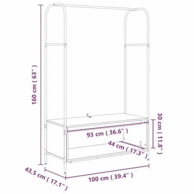 Kledingrek met opslag Bruin 100 x 44 x 160 cm Bewerkt hout
