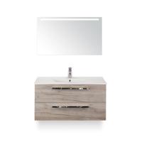 Seville Badmeubelset 100 cm - Craft Oak - Keramische Wastafel Wit Enjoy - met Sence Spiegel - thumbnail