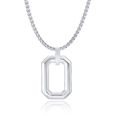 Mendes Herenketting met Minimalistische Geometrische Hanger - Zilver