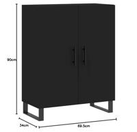 Dressoir 69,5x34x90 cm bewerkt hout zwart - thumbnail