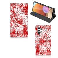 Mobiel BookCase Samsung Galaxy A32 4G | A32 5G Enterprise Editie Angel Skull Rood - thumbnail