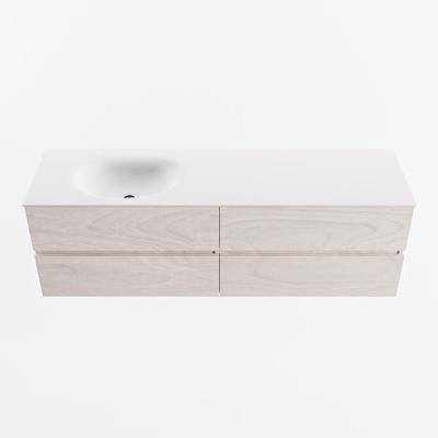 MONDIAZ VICA 160cm badmeubel onderkast Underlayment 4 lades. Wastafel MOON links zonder kraangat, kleur Talc.