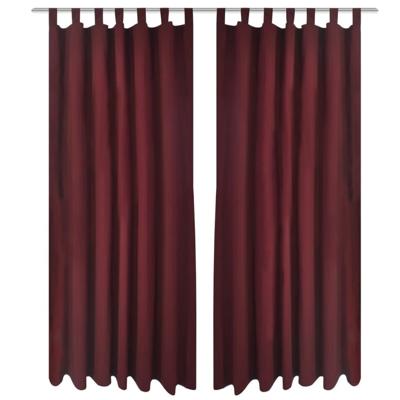 VidaXL Micro-satijnen gordijnen met ringen 140 x 225 cm 2 stuks (wijnrood) VidaXL Micro-satijnen gordijnen met ringen 140 x 225 cm 2 stuks (wijnrood)