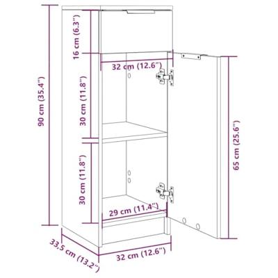 Badkamerkast 32x34x90 cm bewerkt hout wit