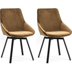 By-Boo Eetkamerstoel Beau Velvet - Oker By-Boo Eetkamerstoel Beau Velvet - Oker