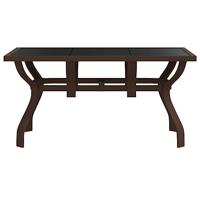 Tuintafel 140x70x70 cm staal en glas bruin en zwart - thumbnail