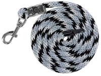 Halstertouw mustang karabijn haak zilverzwartwit - thumbnail