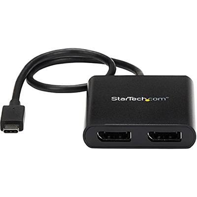StarTech.com USB-C naar Dual DisplayPort 1.2 adapter, USB-C multi-monitor MST Hub, Dual 4K 30Hz/1080p 60Hz DP Laptop Display Extender/Splitter, extra lange integ. Kabel, alleen Windows (MSTCDP122DP)