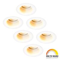 Set van 6 Mari - LED platte inbouwspots met lage inbouwdiepte 58mm - 3,8 Watt 230 Lumen - Dim to Warm - GU10 LED Module - Verzonken - Dimbaar - Rond - IP65 waterdicht - Wit - thumbnail