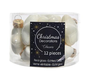 12 Glazen sterren 40 mm wol wit KSD Decoris - Decoris