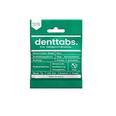Denttabs Tandpasta tabletten - zonder fluor - mint