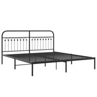 Bedframe met hoofdbord metaal zwart 183x203 cm - thumbnail