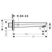 Hansgrohe Novus baduitloop, chroom - thumbnail