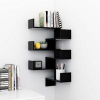 Hoekwandschappen 2 st 40x40x50 cm spaanplaat zwart - thumbnail