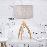Good&Mojo Tafellamp 'Annapurna' Bamboe en Eco linnen, kleur Lichtgrijs - thumbnail