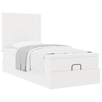 Ottomaanse bed met matras 100x200cm kunstleer wit