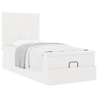 Ottomaanse bed met matras 100x200cm kunstleer wit - thumbnail