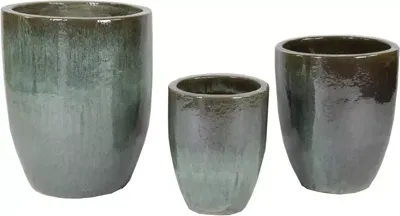 Mcollections Bloempot Geglazuurd - 54 x 67 cm - Mosgroen