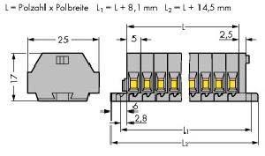 WAGO 260-106 Klemstrook 5 mm Spanveer Toewijzing: L Grijs 50 stuk(s)