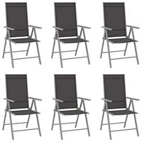 VidaXL Klapstoelen 6 stuks textilene zwart - thumbnail