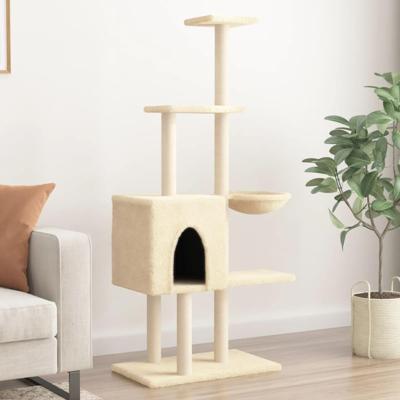Kattenmeubel met sisal krabpalen 145 cm crmekleurig