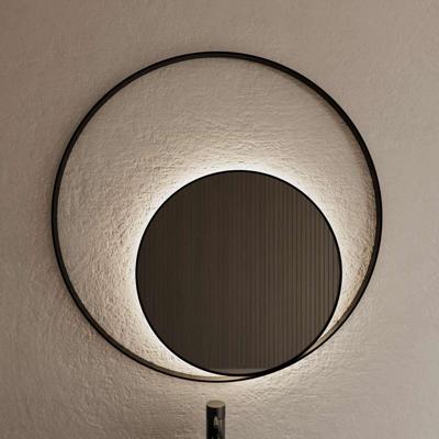 Spiegel Gliss Design Kosmos Mat Zwart met Frame en Indirecte LED Verlichting 80 cm Spiegel Gliss Design Kosmos Mat Zwart met Frame en Indirecte LED Verlichting 80 cm