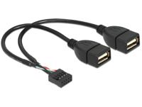 Delock 83292 USB-kabel USB 2.0 Shrouded header 8-polig, USB-A bus 0.20 m Zwart UL gecertificeerd - thumbnail