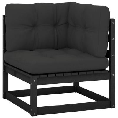 Tuinhoekbank met antracietkleurige kussens massief grenenhout