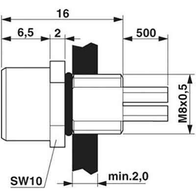 Phoenix Contact 1500363 Sensor/actuator inbouwconnector M8 Aantal polen (sensoren): 4 Bus, inbouw 1 stuk(s)