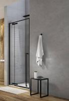 Royal Plaza Guard draaideur met 1x vast deel 90x200cm links/rechts mat zwart-helder 1563217 - thumbnail
