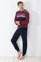 Badstof heren pyjama rood Hajo - thumbnail