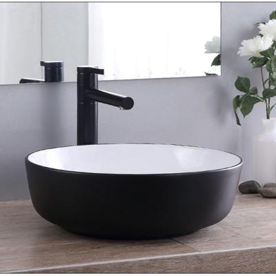 Opbouw Waskom Rond BWS Pura 42x13 cm Wit met Zwarte Buitenkant