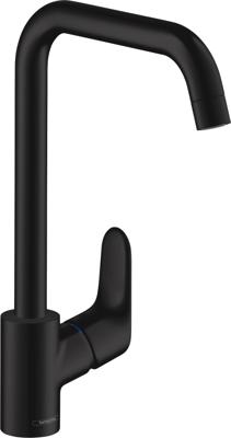 Hansgrohe Focus 1-gats keukenkraan 260 m. hoge draaibare uitloop instelbaar 110°, 150° en 360° mat zwart 31820670