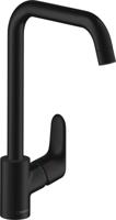 Hansgrohe Focus 1-gats keukenkraan 260 m. hoge draaibare uitloop instelbaar 110°, 150° en 360° mat zwart 31820670 - thumbnail
