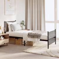 Bedframe met hoofd- en voeteneinde metaal zwart 80x200 cm - thumbnail