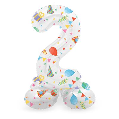 Folat BV Staande folieballon joyful party cijfer 2 -72cm Folat BV Staande folieballon joyful party cijfer 2 -72cm