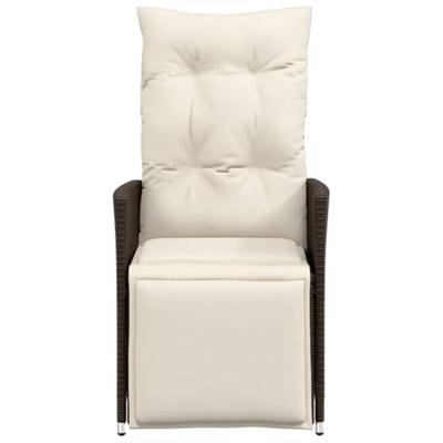 Tuinstoel verstelbaar met kussens poly rattan bruin