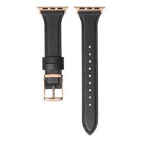 Leren bandje - Zwart - Geschikt voor Apple Watch 38mm / 40mm / 41mm / 42mm - thumbnail